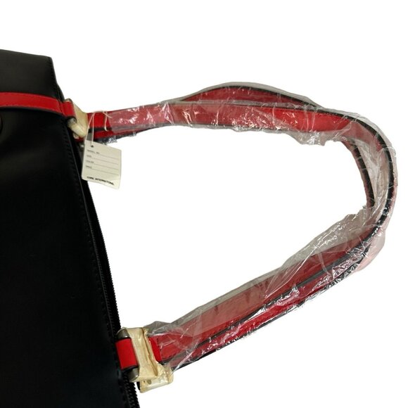 Roberta di Camerino Tote Shoulder Bag Ribbon Motif Leather red PVC Closed Zippe - Picture 13 of 16